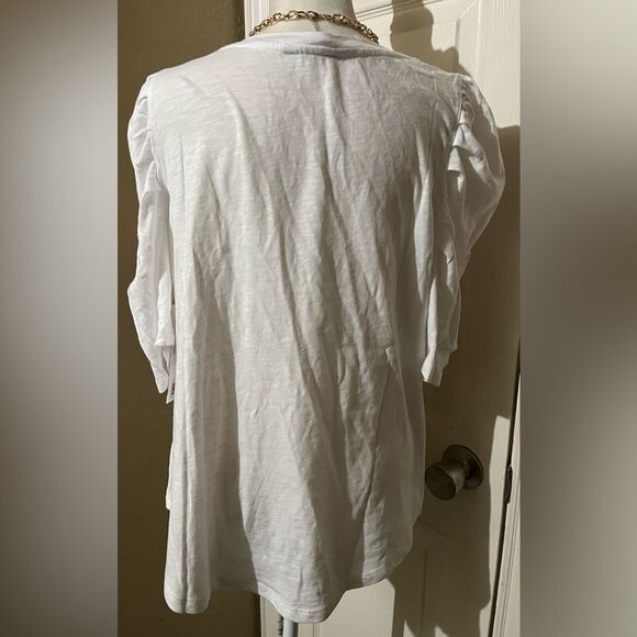 Liverpool Gathered Short Sleeve Knit Tee White Size XL NWT - Picture 3 of 7